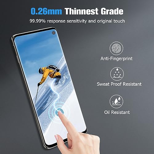 Gbbo [2+2 Pack] Galaxy S10 Screen Protector With Camera Lens Film [Fingerprint Unlock Support] [Anti Scratch] [Bubble Free] [9H Hardness] Glass Screen Protector For Samsung Galaxy S10 6.1 Inch #TOP2