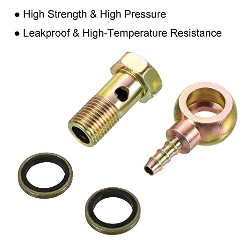 PATIKIL Hose Barb Fitting Elbow 6mm Barbed M12x1.25 Male Thread, Steel Pipe Adapter Connector for Air Water Fuel Oil Gold - Image 4