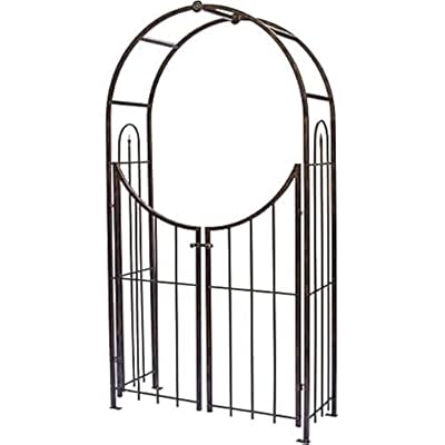 Panacea Products Arched Top Garden Arbor with Gate, Brushed Bronze