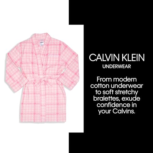 Calvin Klein Girl's Robe with Cuff, Pink Ck Script, Small4