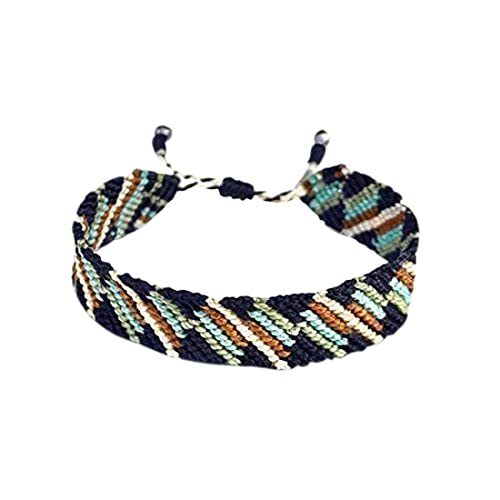 Custom Made Colorful Striped Knot Sailor Bracelet - Handmade Woven Pull Cord Size Adjustable Adult Customized Friendship Bracelet