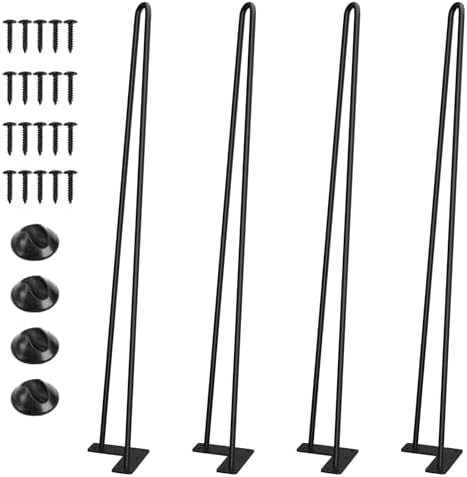 VEVOR Metal Table Legs 28 X 17.7 Inch A-Shaped Desk Legs Set Of 2 Heavy Duty Bench Legs With Polyurethane Coating,Furniture Legs With Floor Protectors,Wrought Iron Coffee Table Legs For Home DIY