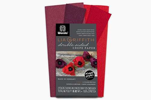 Lia Griffith Extra Fine Crepe Double Sided Paper-4 Colours per Pack (Sangria, Aubergine & Cherry, Raspberry), 50 x 200cm