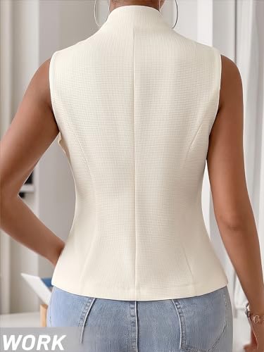 Image of Mina Self Women's 2026 Summer Lightweight Knit Vest Top - Breathable Stretchy Floral Trendy Casual Work Office Slim Waistcoat