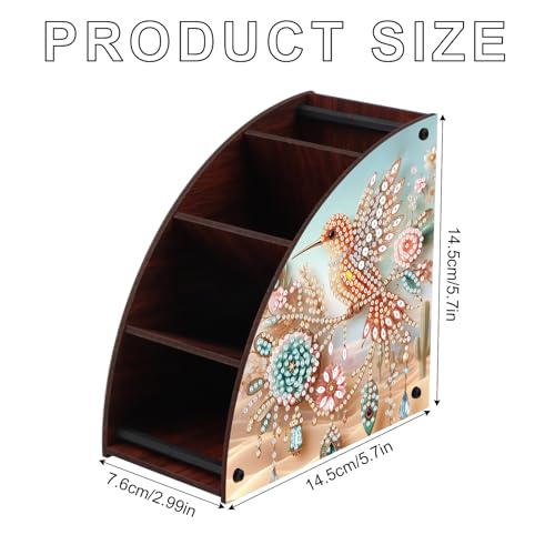 Image of Diamond Art Painting Multi-Grid Storage Box DIY Wooden Double Sided Drill Tabletop Organizer Diamond Painting Kit for Adults Office Home Ornament - Hummingbird & Floral