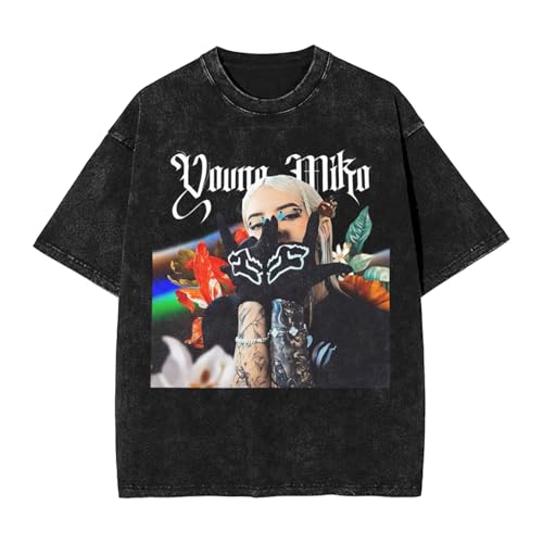 Men Young Music Miko T-Shirt Crew Neck Short-Sleeve Shirt, Oversized Lightweight Cotton Tee Tops Shirt for Men, Smooth Streetwear Custom Tees Tops Xx-Large