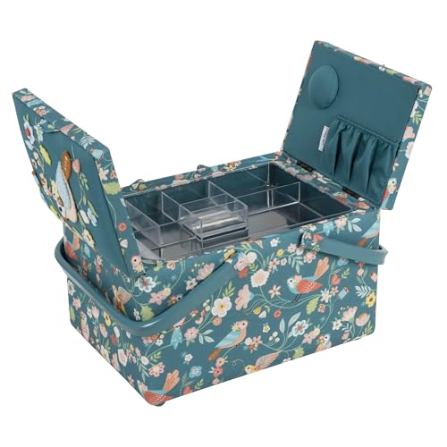 Hobby Gift Large Twin Lid Sewing Box Craft Storage Box with Handle Internal Tray Pin Cushion and Pockets for Sewing Knitting and Hobby Supplies by Hobby Gift - Image 9