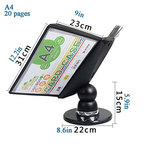 Desktop Flip Display Folder - Desktop Reference System, 10 And 20 Display Pockets, Black Base, For Display A4 Documents. (Size : 20 Pages) #TOP1