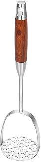 Brigii Potato Masher with Non-Slip Wooden Handle, Dual Arc for Easy, Labor-Saving Mashing, 304 Stainless Steel, Sturdy and Durable One-Piece Potato Press, Dishwasher Safe, for Potatoes and More