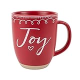 Picture of Elanze Designs Joy Raw Clay Bottom Red 16 ounce Ceramic Christmas Coffee Mug