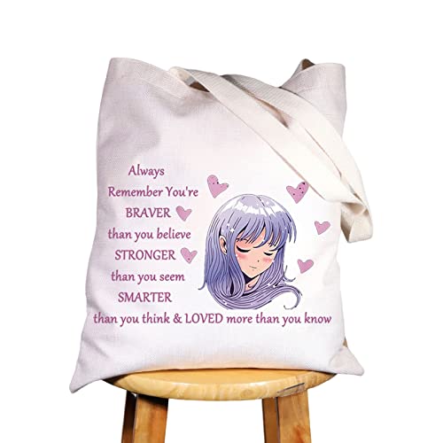 WZMPA Amine Girl Cosmetic Bag Anime Fans Gift You Are Braver Stronger Smarter Than You Think Japan Anime Makeup Zipper Pouch Bag Bag For Women Teen Girls, Always Amine Tote, Vestibilità