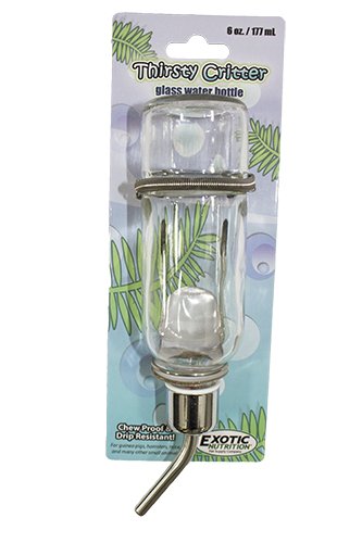 Hanging Glass Water Bottle 12 oz. - Durable Safe Hygenic Chew-Proof - Sugar Gliders, Degus, Hamsters, Gerbils, Chinchillas, Guinea Pigs, Squirrels, Prairie Dogs, Mice, Rats, Rabbits & Small Pets
