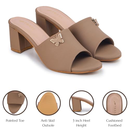 Image of TRASE Women's Slip-On Block Heels Sandals| Fashionable Sandals for Women & Girls | Light weight, Soft Footbed, Comfortable & Stylish - (47068)