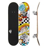 Enuff Meltworld - Skateboard completo di dimensioni mini, 18,4 x 74,9 cm, tavola in acero a 7 strati e componenti di alta qualità: Decade Pro Truck, ruote XX super morbide da 53 mm, cuscinetti ABEC-9