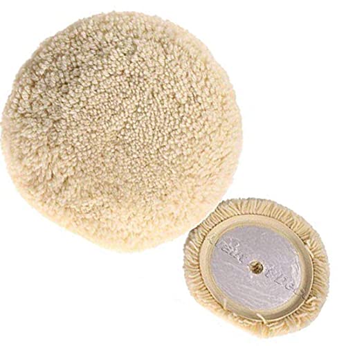 Image of DIY Crafts Pack Of 1 Pc, Off White Round, 7 inchinch Car Polishing Soft Wool Auto-Stick Pad Buffing Cleaning Polisher Kit For Industry Furniture Glass Car Steel Tabl(Pack Of 1 Pc, Off White Round)