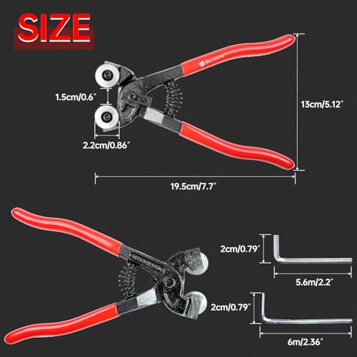 image for Buenoarte Glass Tile Nippers - Heavy Duty Wheeled Glass Mosaic Nipper 