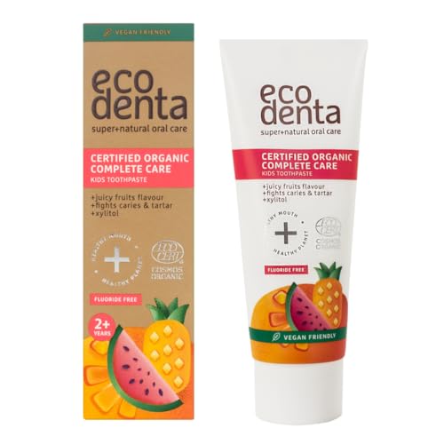 Ecodenta Pasta Dentífrica Infantil Sin Flúor Fruta Jugosa 75ml Pasta Dentífrica Certificada Ecológica con Jugo de Aloe Vera Xilitol