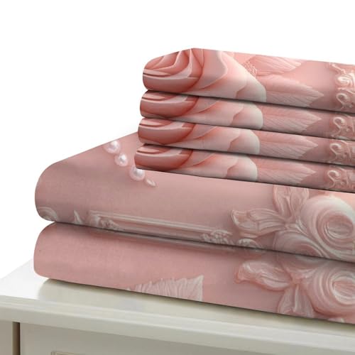 Housse de couette microfibre haut de gamme et résistante avec imprimé roses 3D