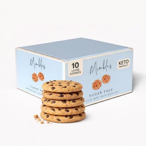 10 Mimbles Keto Cookies Sugar Free & 0g Net Carbs | Individually Wrapped Biscuits | Keto Snack for Diabetics & Low Carb Diets |Low Carb & Gluten Free (Chocolate Chip)