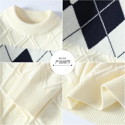 Men's Crewneck Plaid Sweater Loose Comfortable Thick Warm Knitwear3