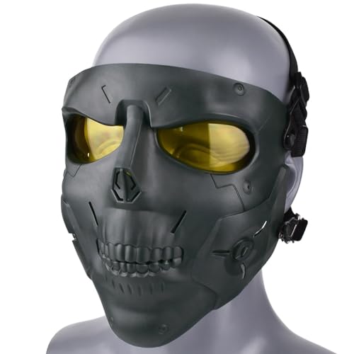 Con Gafas, Máscara Protectora Táctica Punk, Máscara Protectora For La Cabeza For Conducción Al Aire Libre, Ventilador Militar De Halloween, Máscara CS, Equipo De Campo ( Color : OD-yellow mirror )