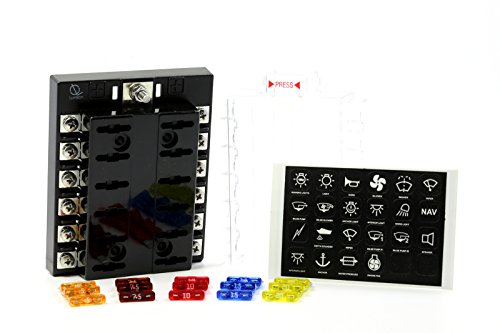 Lumision12 Way Screw Type Terminal Fuse Block w/Label Premium Fuses