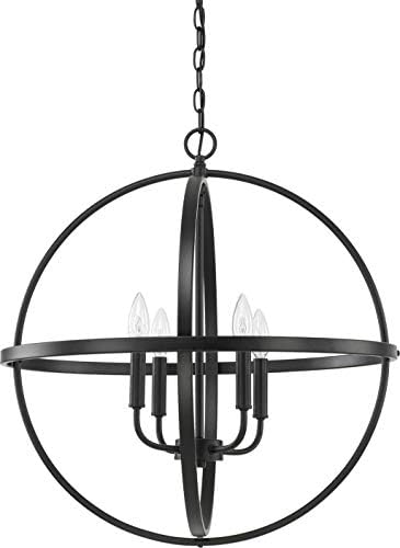 HomePlace Lighting 317542MB Hartwell Transitional Candle Orb Pendant Light, 4-Light 240 Total Watts, 24" H x 23" W, Matte Black