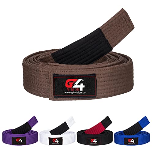 G4 Jiu Jitsu BJJ Belts Brazilian Adult A1 A2 A3 A4 Black Brown Purple Blue White (Brown, A1)