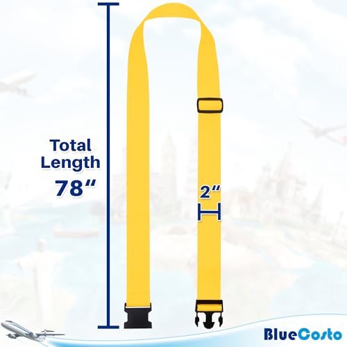 Luggage Straps for Suitcases - TSA Approved - Yellow, 4 PK - Premium Nylon Belts for Suitcase, Briefcase & Travel Bag - Adjustable Strap Length 46" - 78" - Image 4