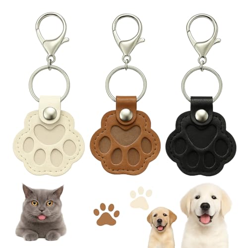 ZooWhale Classic 3 Pcs Dog Fur Storage Keychain Cute Pet Fur Keepsake Leather Keychain for Collecting Cat and Dog Hair pet Memorial Gifts for DogsBlack White Brown