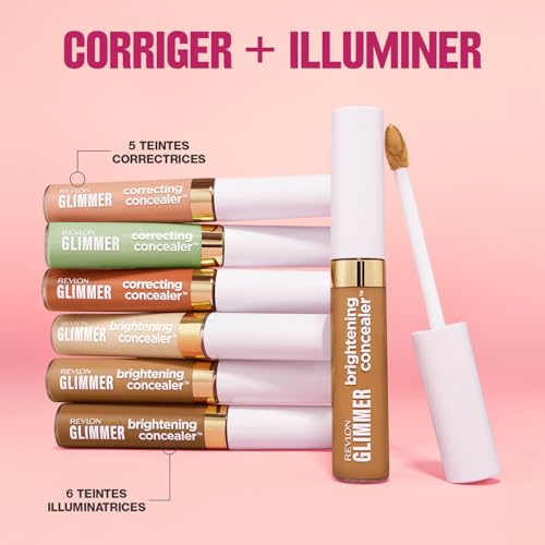 Revlon Glimmer Brightening Concealer, Anti Cernes illuminateur, Couvrance légère, Vitamine C, Caféine et Stévioside, Sans transfert, Tenue 24h, 135, 9 ml