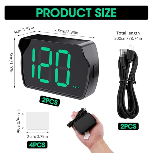 image for GUGUMO 2 Pack GPS Digital Speedometer for Car MPH, Universal HUD Speed