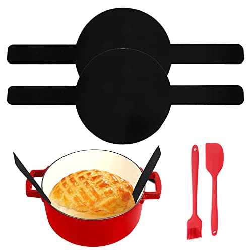 Les-Theresa 2Pcs Baking Mat for Dutch Oven, Sour Dough Dutch Oven Liner with Brush and Scraper Bread Mat for Oven, Bread Baking Sling Bread Making Accessories Bread Sling for Dutch Oven