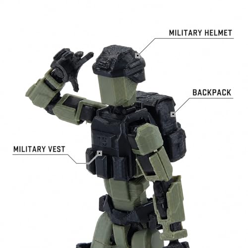 Image of Military Soldier Dummy13 Fully Articulated Action Figure | 3D Printed Robot Assembly Kit | 5.4 Inch Poseable DIY Collectible Model with Tactical Accessories | Made in India (Desert Trooper)