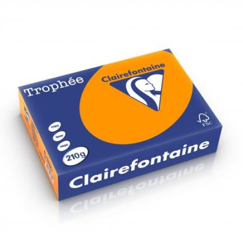 Confezione da 4 risma da 250 fogli di carta trofeo arancione acceso, formato A4, 210 g/m²