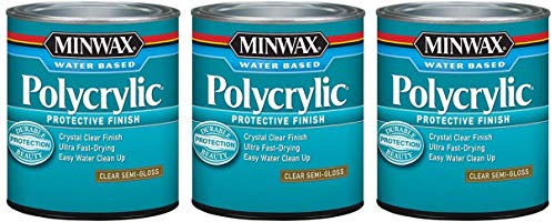 Minwax 244444444 Minwaxc Polycrylic Water Based Protective Finishes, 1/2 Pint, Semi-Gloss 3 Pack