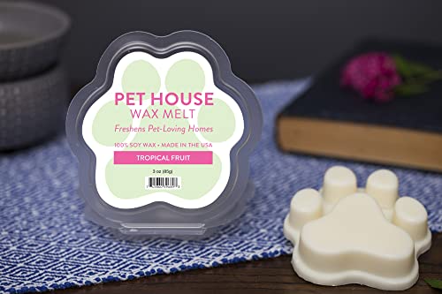 Image of One Fur All Pet House Spring and Summer Wax Melts for Pet Odor, Natural, Plant Based Soy Wax Melts, Long Lasting Fragrance for Fresh Smelling Homes, Tropical Fruit, Pack of 4
