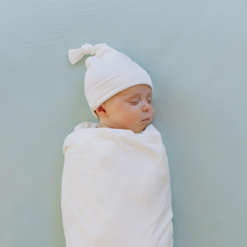 Image of Little Unicorn Premium Stretch Knit Swaddle & Hat Set | Ultra-Soft with Optimal Stretch for Newborns | Giftable Set (White)