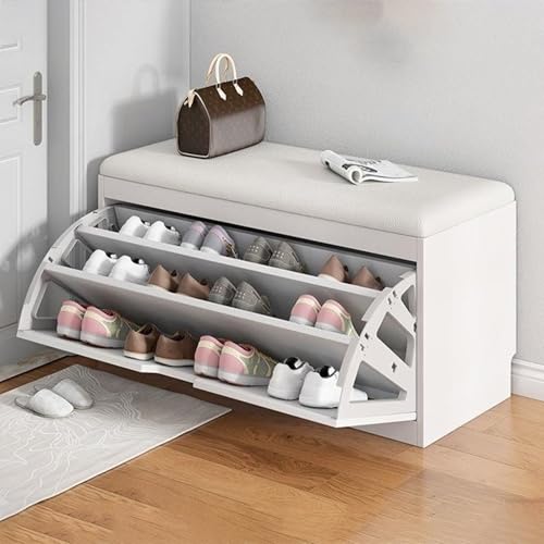 Étagère à Chaussures à 3 Niveaux Métal et Banc Rembourré Gain de Place unique
