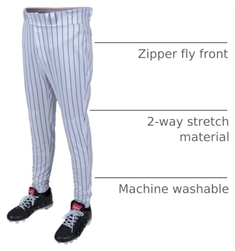 Image of Rawlings Men's Pro 150 Series Baseball Pants | Tapered Jogger Fit | Adult Sizes | Pinstripe | Multiple Colors