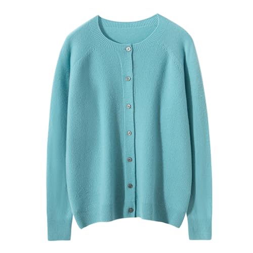 Image of Women's 100% Merino Wool Crew Neck Cardigan Lightweight Sweaters