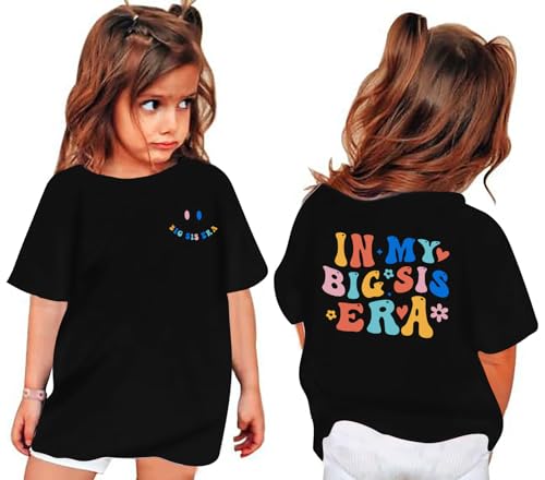 Image of Toddler Big Sister Shirts in My Big Sister Era Girl Graphic T-Shirt Casual Toddler Infant Girls Outfits