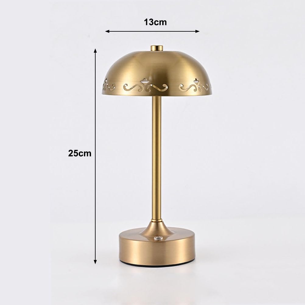 EaEa LED Kabellose Tischlampe Akku, USB Aufladbar Tischleuchte Kabellos 3 Farbtemperatur, Touch Nachttischlampe Dimmbar, Metall Leselampe mit Batterie für Schlafzimmer Restaurant Wohnzimmer,Gold