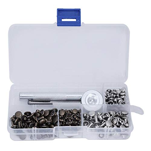 Generic 120 Sets Double Cap Rivets 2 Colors Metal Rivet with 3Pcs Handwork Tools Rivets Set Big Promotion