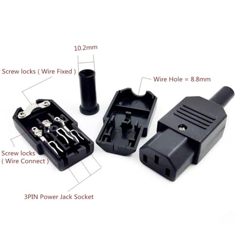 Image of MX IEC C13 AutoLock Power Connectors - 10A, 250V | Female Computer Plug with Secure Lock | Heavy-Duty Power Socket for Servers, Monitors, PCs - Pack of 10