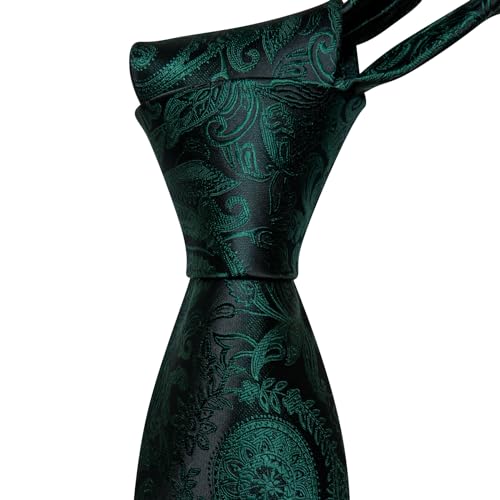 Image of Barry.Wang Men Ties Paisley Woven Silk Necktie Set with Pocket Suqare Cufflinks Formal