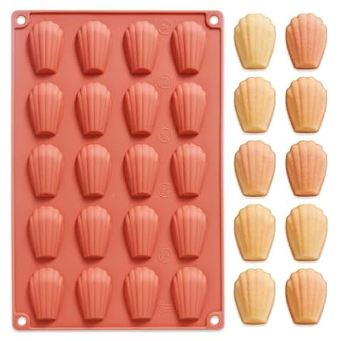 Butabeishy Silikonowa Forma do Madeleines 20 Zagłębień Terakota