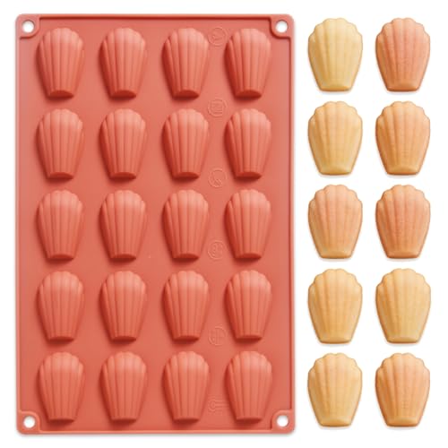 Butabeishy Silikonowa Forma do Madeleines 20 Zagłębień Terakota