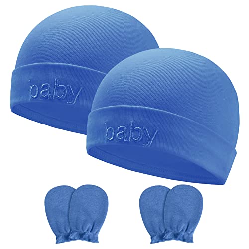Aolso Neugeborenes Baby Mütze,4 Stück Baby Hut und Handschuhe...