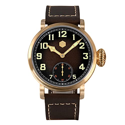 SOTAG San Martin SN0095Q Vintage Pilot Mens Watches CuSn8 Bronze Seagull ST3621 Manual Mechanical...